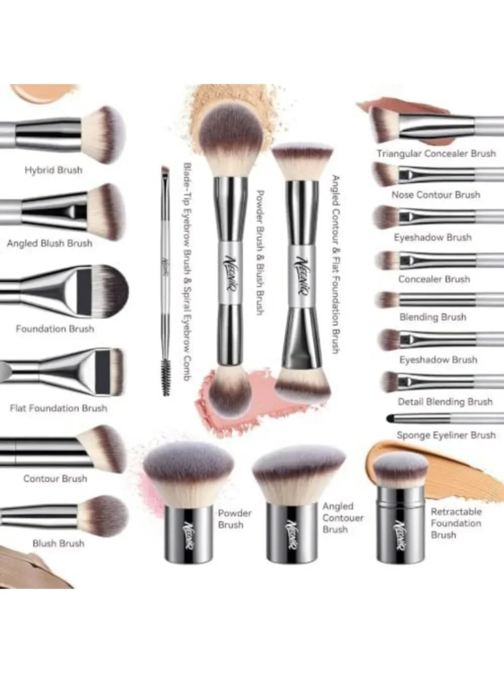 20 Pcs Vegan Makeup Brush Set with Case, Soft Synthetic Brushes for Flawless